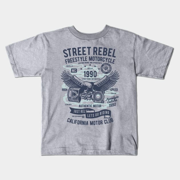 Street Rebel Motorcycle Kids T-Shirt by FisherCraft
